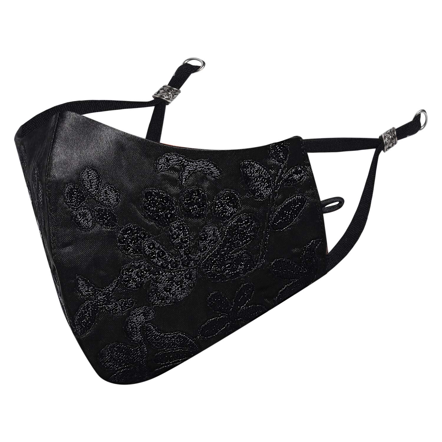 MASQ By Q-One Crystal 4 Layer, Reusable, with Detachable Chain & Ear Adjusters, Anti-Bacterial (BFE>99%) Satin Cloth Face Mask for Women, Girls (Pack of 1)-picture-46