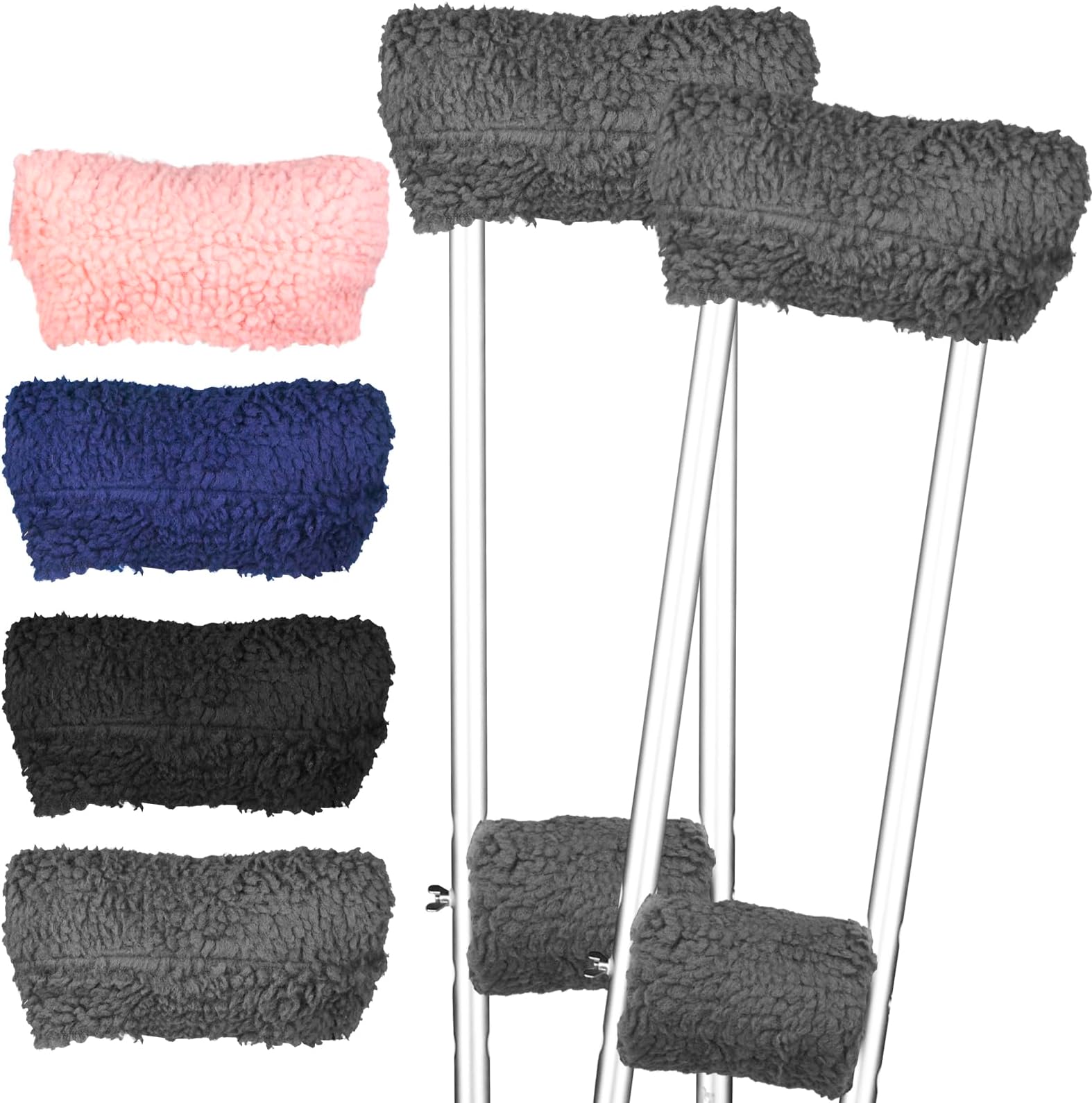 Crutch Pads and Crutch Hand Grips for Adults Kids Antiskid Underarm Padding Soft Foam Crutch Pad Set Accessories 4 PCS (Grey)
