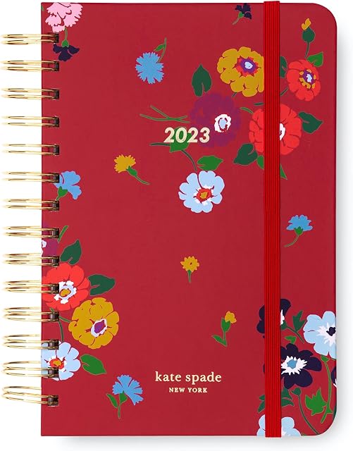Kate Spade New York 2023 Diary Weekly and Monthly, Medium Planner Dated January 2023 - December 2023, 12 Month Hardcover Agenda, Day Planner with Stickers, Pockets, & Spiral Binding, Bouquet Toss