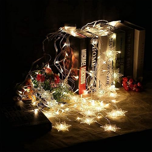 Miniatura 2 de Guirnalda de luces LED para cortina, 96 luces LED colgantes de hadas impermeables, luces de copo de nieve de Navidad con control inalámbrico para