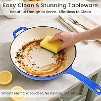 Vista 4 de Hisencn Sartén de Hierro Fundido Esmaltado - Juego de Sartenes con Recubrimiento Cerámico de 8''/9.5''/11'', Compatible