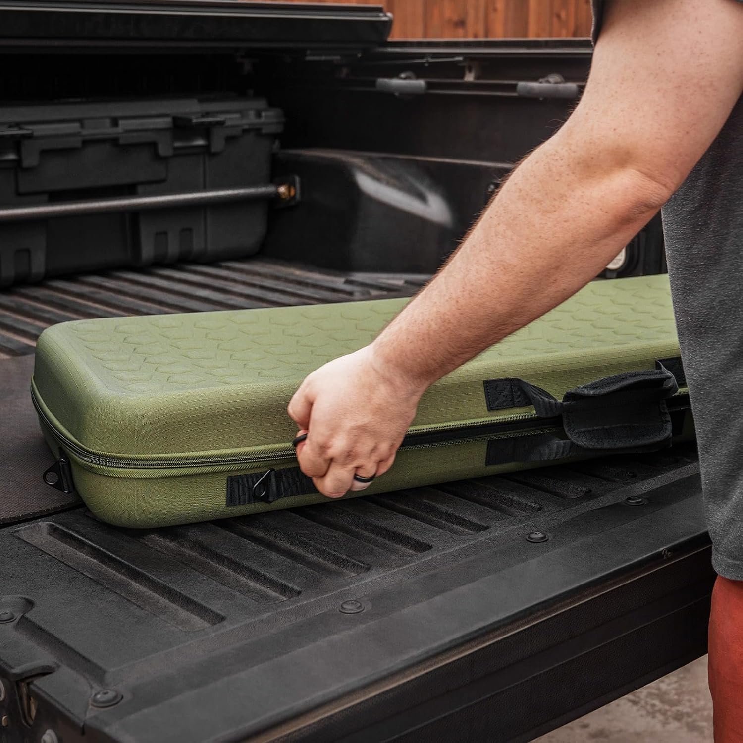 GRITR 42" Double Tactical Gun Case for Rifles & Shooting Accessories, Scoped Rifle EVA Case w/Durable Foam Insert, Lockable Zippers, 3-Mag Caddy, Zippered Pouch & Adjustable Shoulder Strap