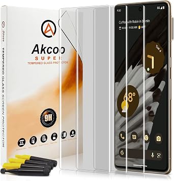 Pixel 7 Pro Glass Film Liquid Dispersion Technology, Full Adsorption, Akcoo 9H Hardness Asahi Glass, Google Pixel 7 Pro 5G UV Film, High Touch Sensitivity, Fingerprint Authentication, Oleophobic Treatment, Shatterproof