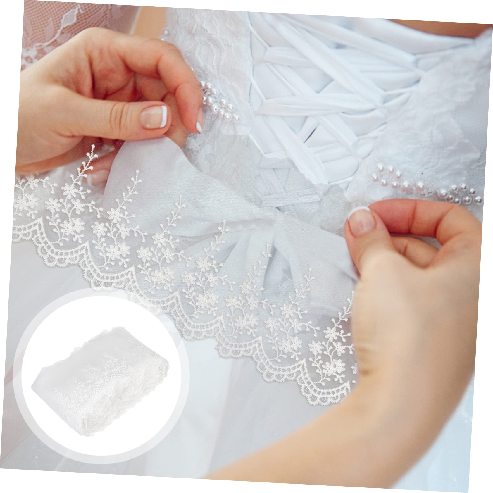 Anneome Adorno de Encaje Bordado para Coser Rollo de 15 Yardas Accesorio para Manualidades Ropa Decoración Proyecto Familiar de Bricolaje