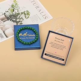 AD Beads Handmade Gemstone Stretch Elastic Bracelet Crystal Healing Reiki Nature\'s Beauty and Spiritual Essence Unisex (10mm, Green Jade (Heart Opening))