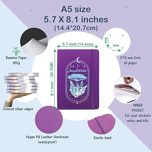 Miniatura 2 de Cuaderno de puntos de 180 GSM, papel blanco grueso de bambú, 160 páginas, cuadrícula de puntos de 0.197 x 0.197 in, encuadernación plana, bordes