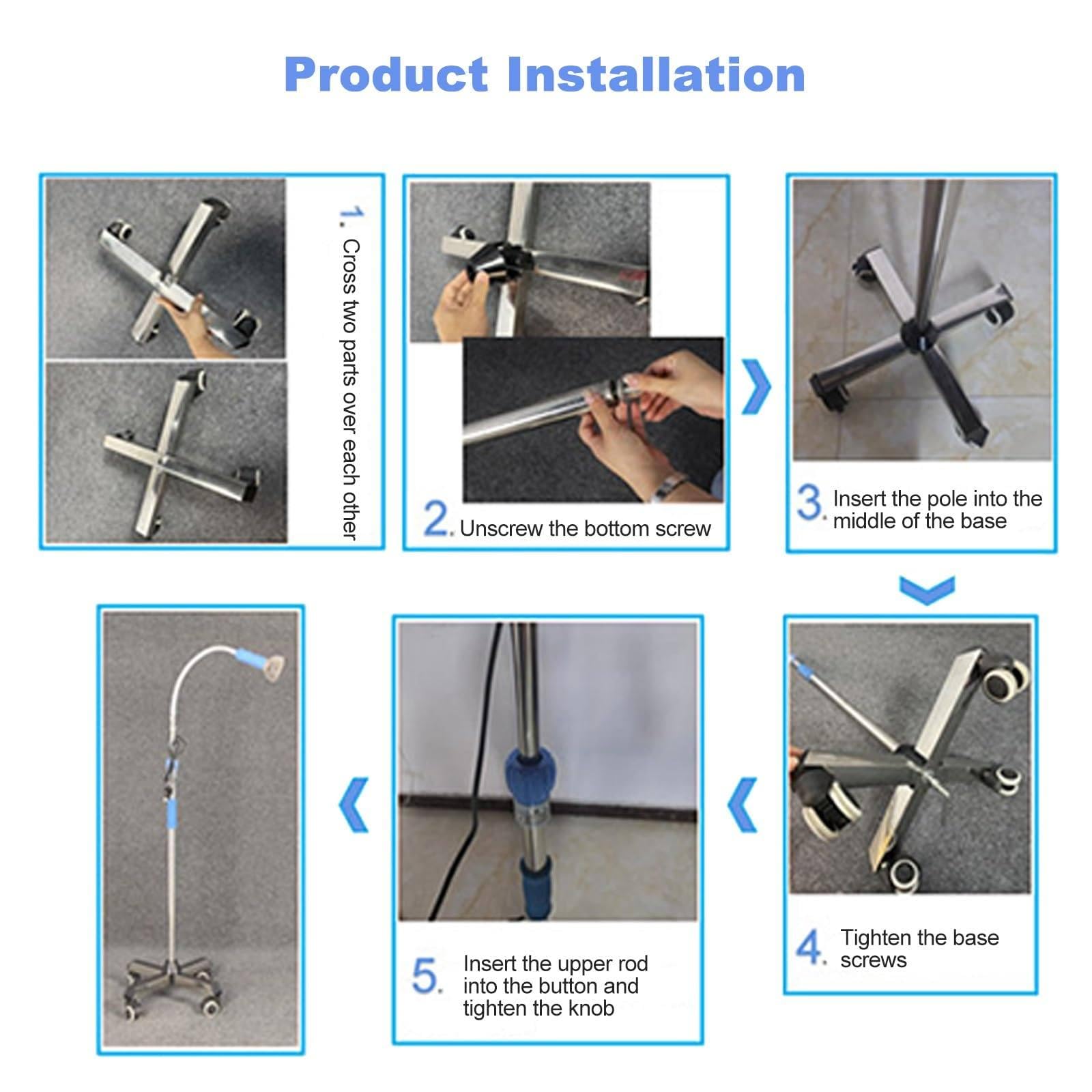 LED Surgical Examination Lamp, Gynecology Exam Lamp, Mobile LED Medical Exam Light Lamp Floor Stand Type Wheels Rolling Base, 1.1m-1.8m Height Adjustment for Outpatient Service