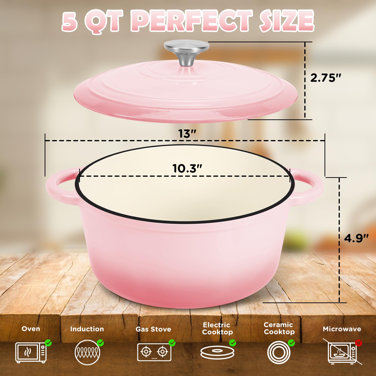 NZQXJXZ Faitout rond en fonte émaillée 26 cm