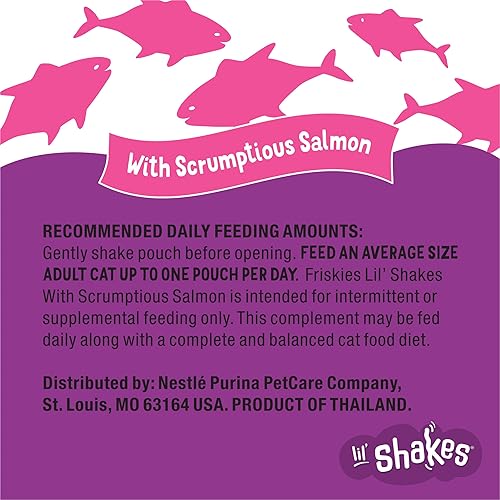 Miniatura 11 de Purina Friskies Lil' Shakes - Decoración de comida para gatos en puré con salmón delicioso, (16) bolsas de 1.55 onzas