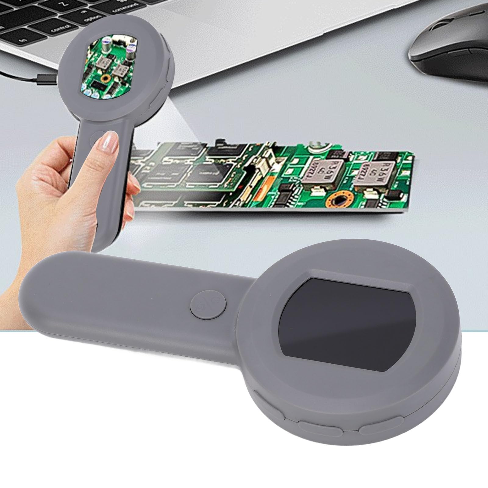 Lupa Recargable con 8 Luces LED, Lente de Aumento Iluminada, Grande, Liviana, de Mano, Opciones de Iluminación Dual, Soporte en Varios Idiomas, Se Conecta a la Computadora