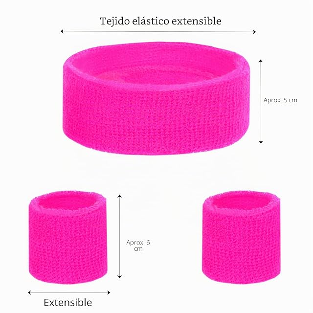 Foto 2 de 4 de KarneLux - Pulseras y diademas de rizo de neón para ropa retro de los años 1980 y 1990, accesorios Vokuhila…