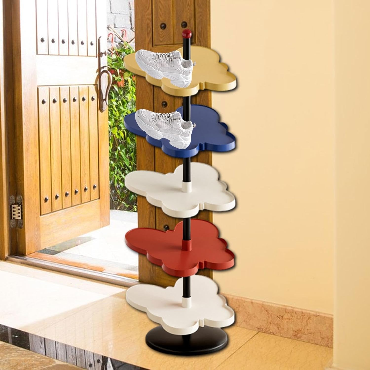 Corner Shoe Organizer in Vertical with Butterfly Shape for Living, 4 Colors, 5 Tier