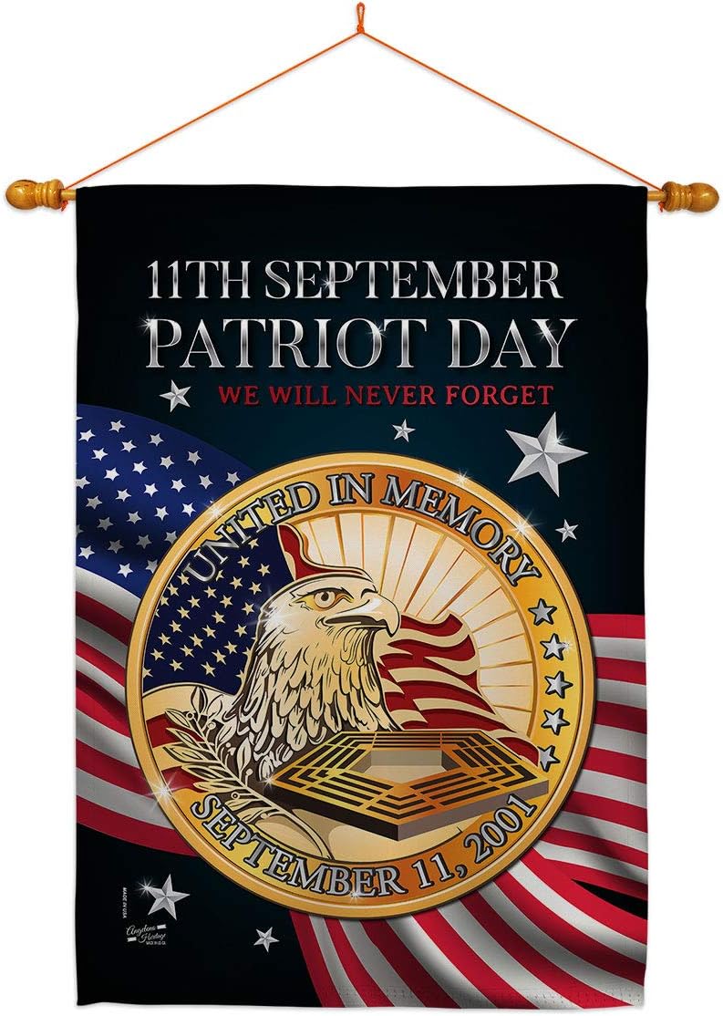 Patriot Day 911 House Flag Dowel Set Americana World Planet Peace Environment Awareness United State American Small Decorative Gift Yard Banner Double-Sided Made In USA 28 X 40