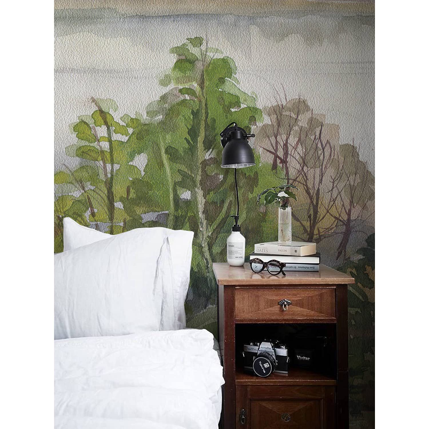 Mural auto-adhésive meuble et chambre 152x104 cm avec motif arbres d'hiver magique