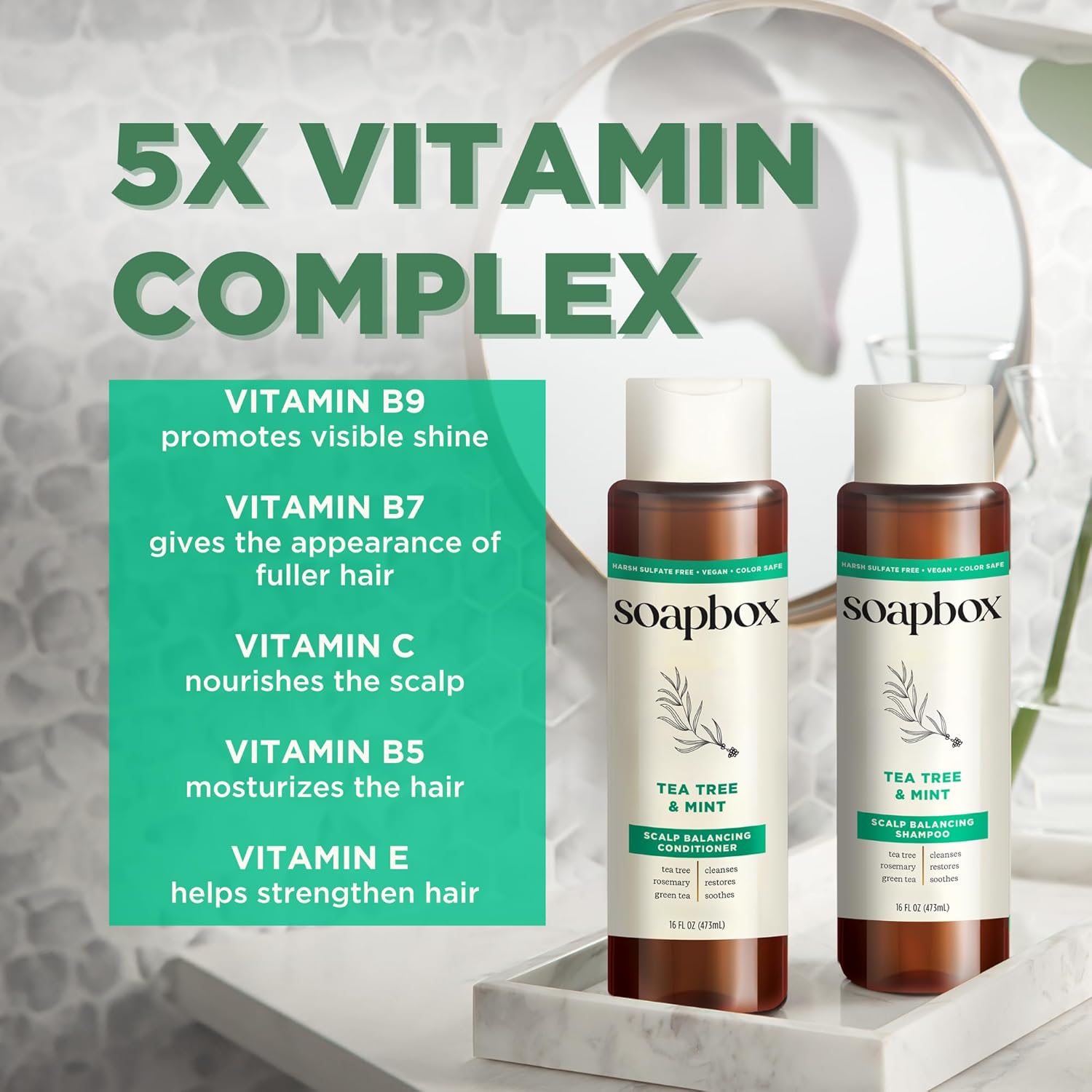 Soapbox Tea Tree Shampoo and Conditioner Set, Scalp Balancing with Tea Tree Oil, Jojoba Oil, Aloe and Shea Butter to Clean and Purify for All Hair Types, 1 Liter Each (Pack of 2) - Image 5