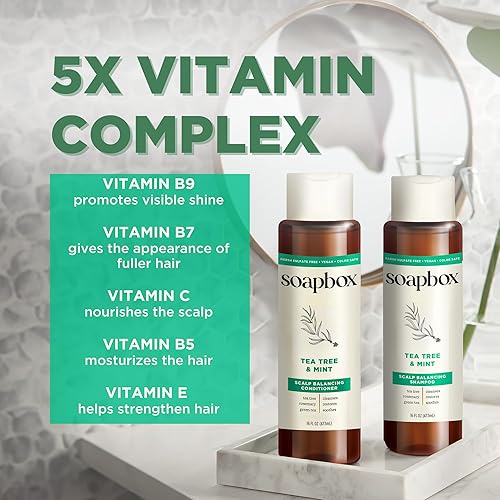 Miniatura 4 de Soapbox Champú de árbol de té, sin sulfato duro, sin parabenos, sin silicona, seguro para el color y champú vegano para el cabello (33.8 onzas)