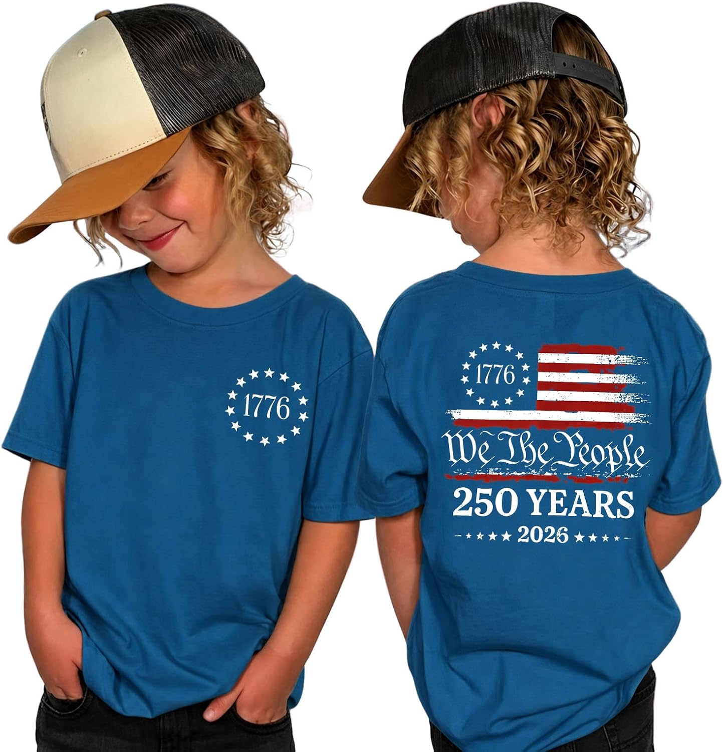 Toddler Boy Girl 4th of July Shirt 250 Anniversary American Flag T-Shirt 1776-2026 We The People Kid Patriotic Outfit
