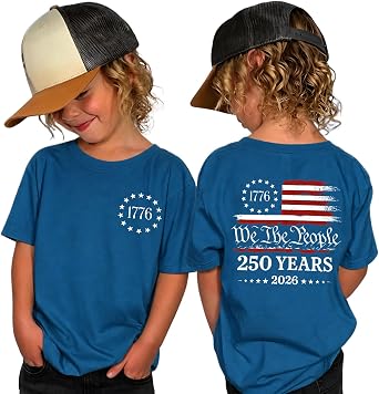 Toddler Boy Girl 4th of July Shirt 250 Anniversary American Flag T-Shirt 1776-2026 We The People Kid Patriotic Outfit