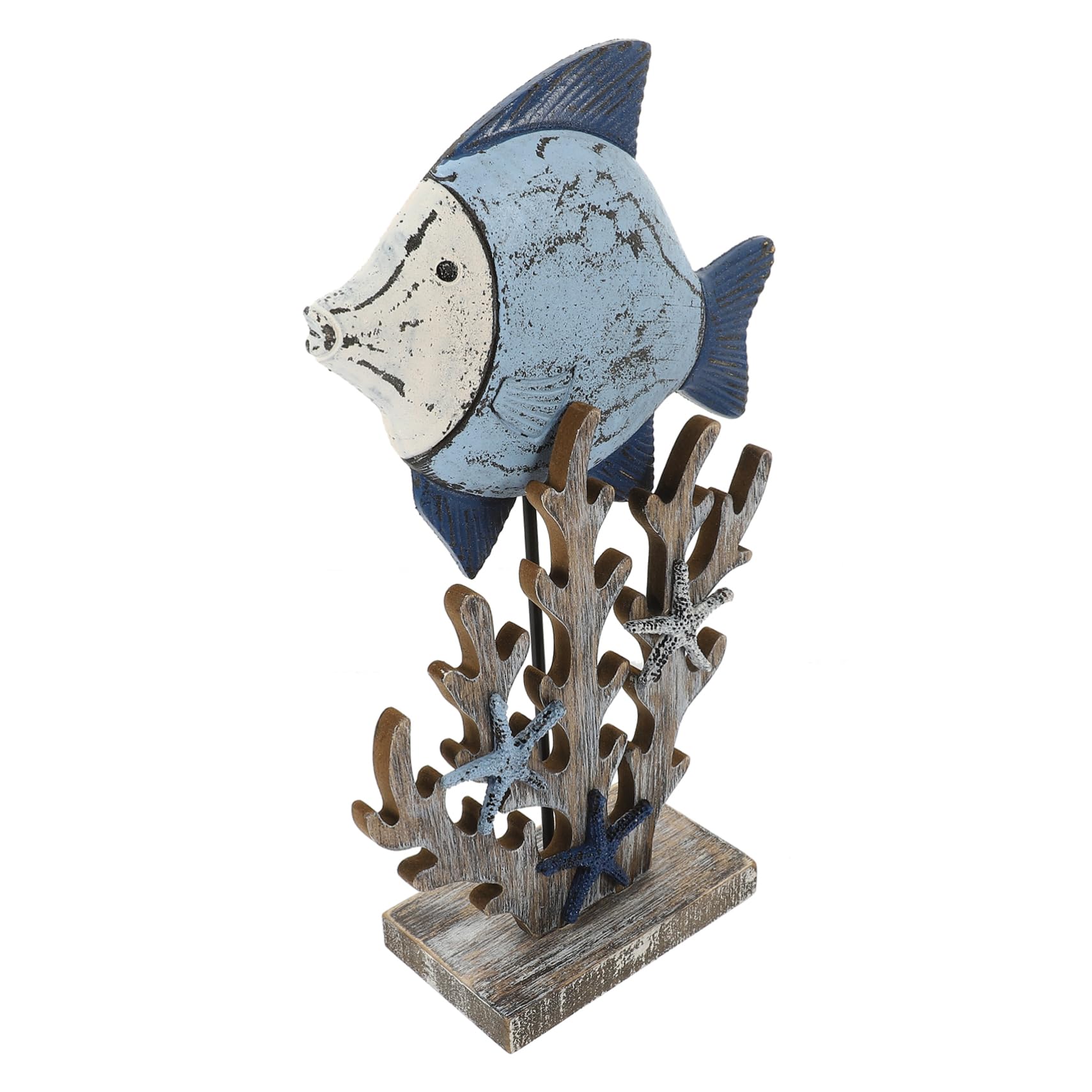 Vaguelly Adornos De Pescado De Coral Retro Decoración Temática del Océano Náutico Adorno De Mesa Decoración del Océano De Estilo Mediterráneo Costero Madera
