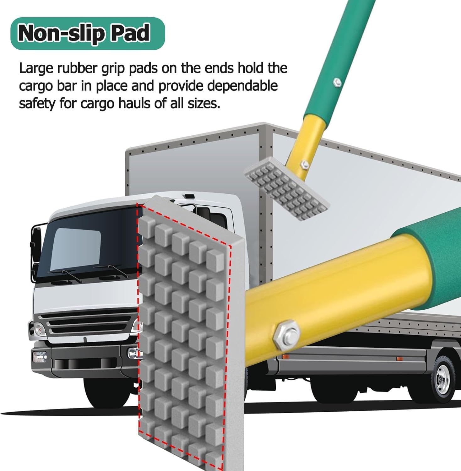 Adjustable Universal Truck Bed Divider Bar/Ratcheting Cargo Bar, Heavy Duty Truck Cargo Bar, with Non-Slip Pad and Spring Design, for Enclosed Van Trailers(Silver-Set of 4)