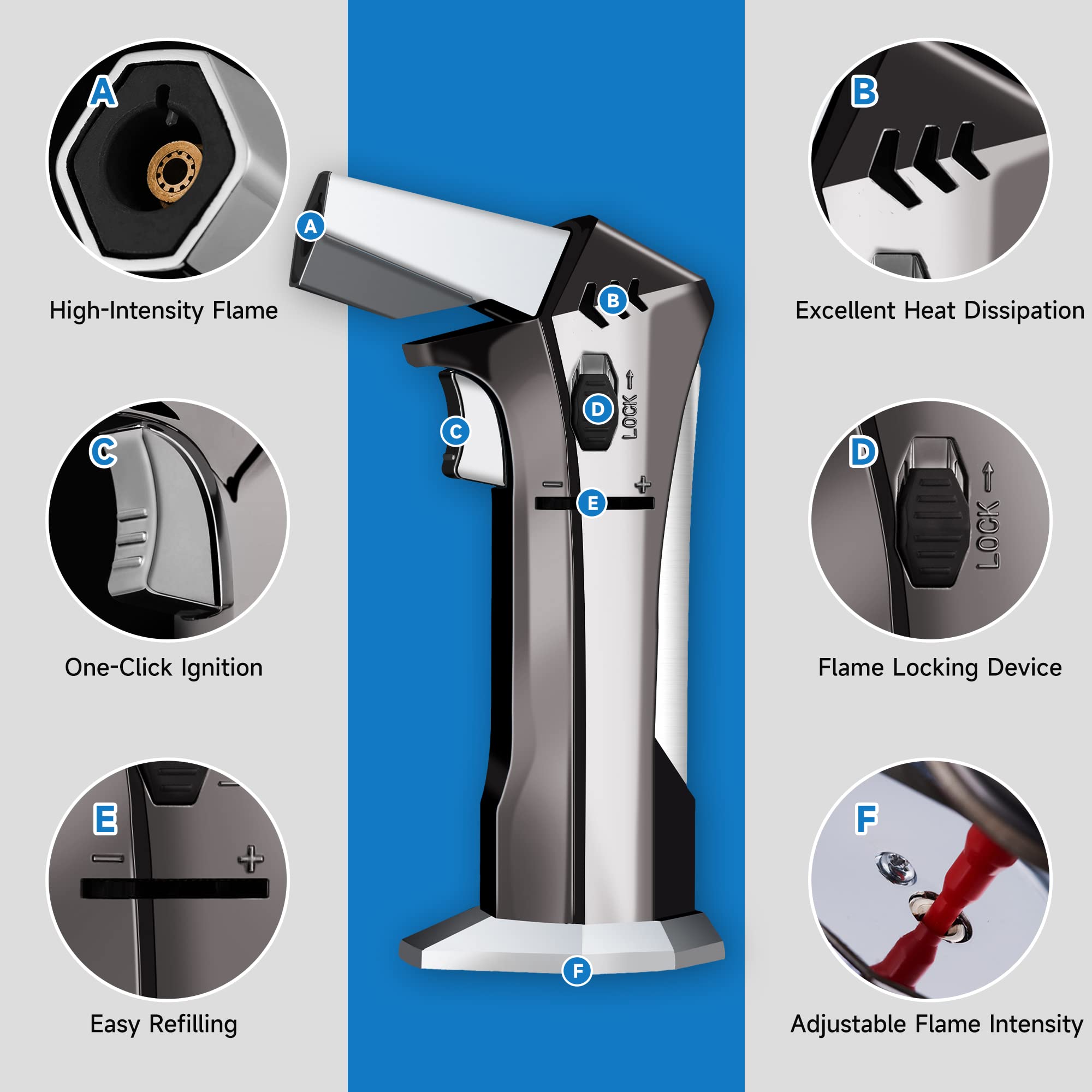 Peaks Comforts Butane Torch Refillable Torch Lighter