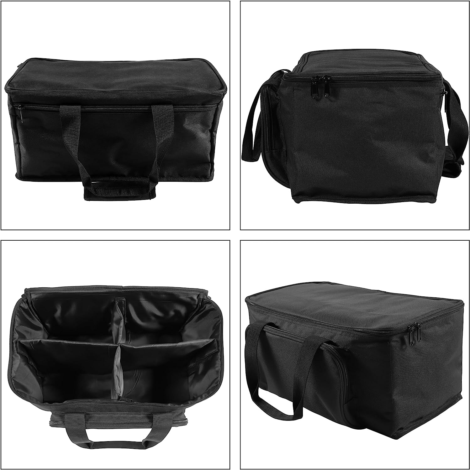 HOLDLAMP Borsa con 4 scomparti e 2 tasche, borsa nera impermeabile in PVC con doppia cerniera, fondo antiscivolo, borsa per il trasporto DJ Par