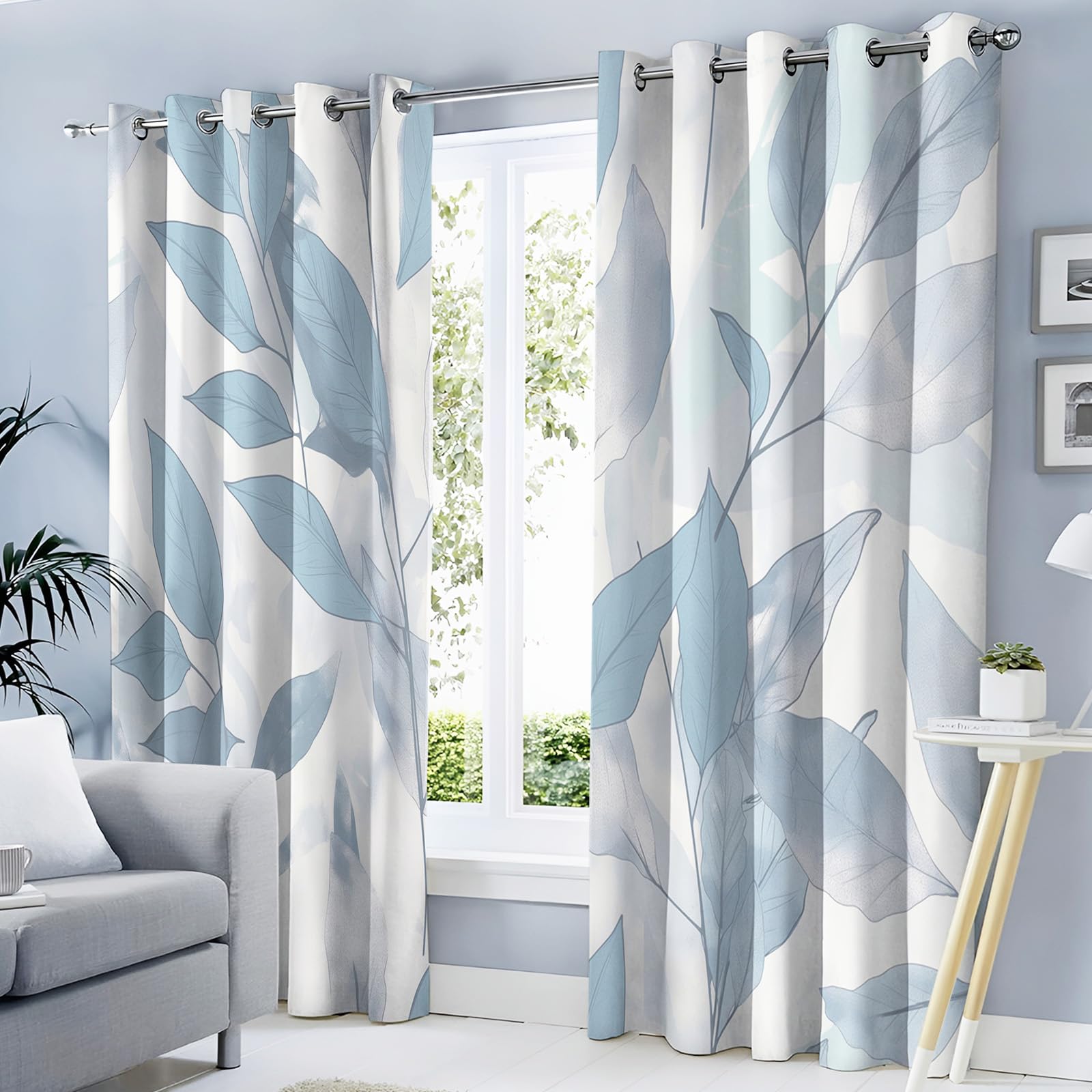 Rideaux Salon Thermique Isolant et Anti-Froid Bleu Clair 3D