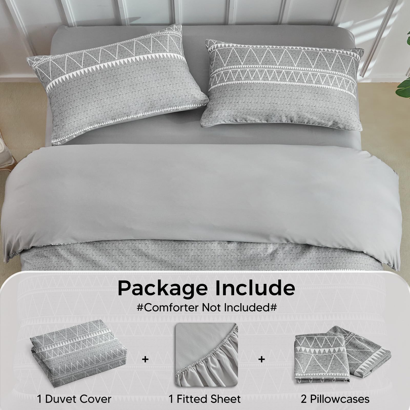 Tokokimo Set di biancheria da letto da 4 pezzi, copripiumino da