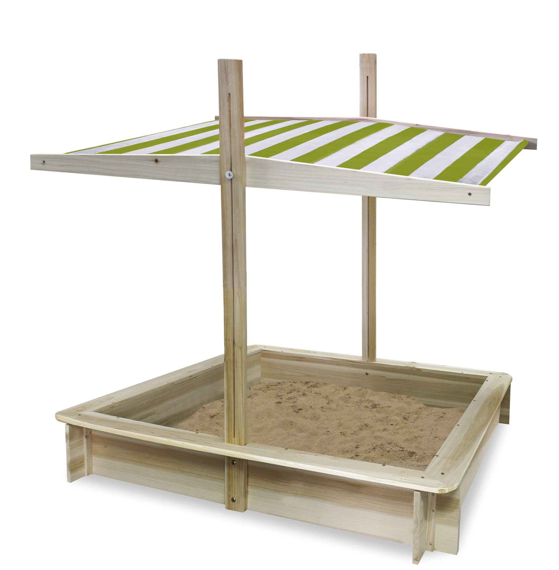 Eichhorn Outdoor Sandkasten, mit Sitzfläche und wasserfestem Dach, Dach als Sonnenschutz und Abdeckung, 120x120cm, Sitzhöhe 20cm/Sitzbreite 11cm, Fichtenholz