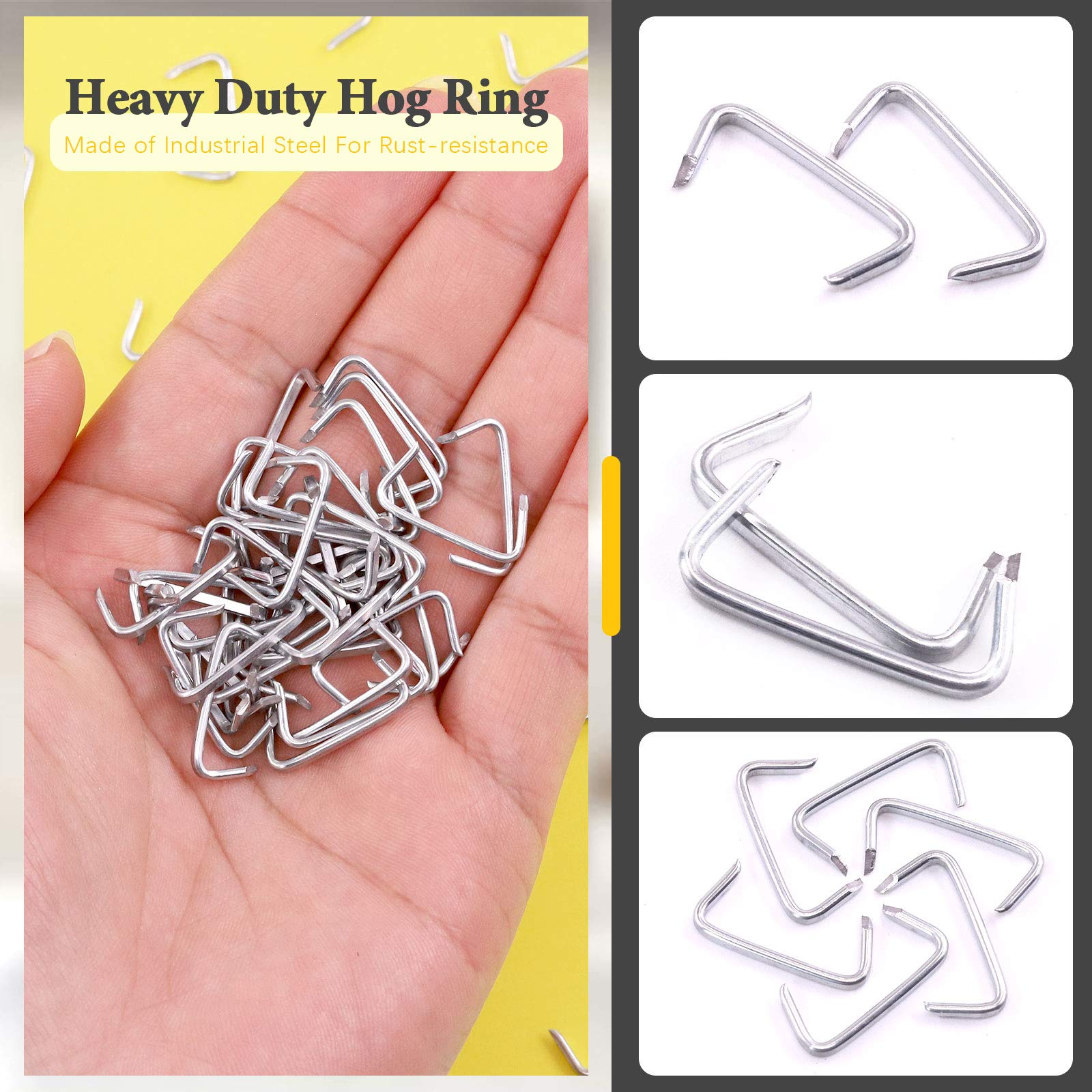 1000 anillos de cerdo galvanizados de 3/4 pulgadas, juego de anillos de cerdo de tapicería profesionales para muebles, esgrima, embolsado, barandilla, bolsas de carne, cables de choque