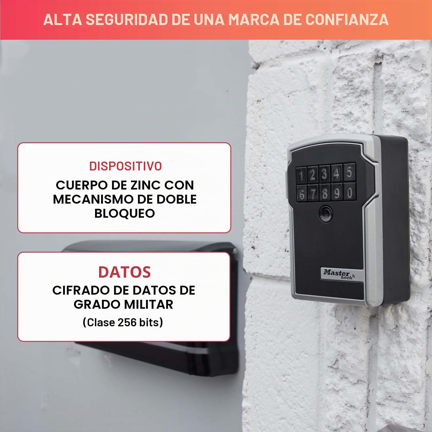 Master Lock Caja fuerte para Llaves [BLUETOOTH] [Montaje mural] - 5441EURD - Caja de seguridad Negro