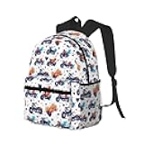 DXITROMI Travel Laptop Backpack for Men Women - 17L Water Resistant Lightweight Beach Backpack with Laptop Compartment, Colorful Cartoon Motorcycle Print Travel Bag with Adjustable Carry Straps