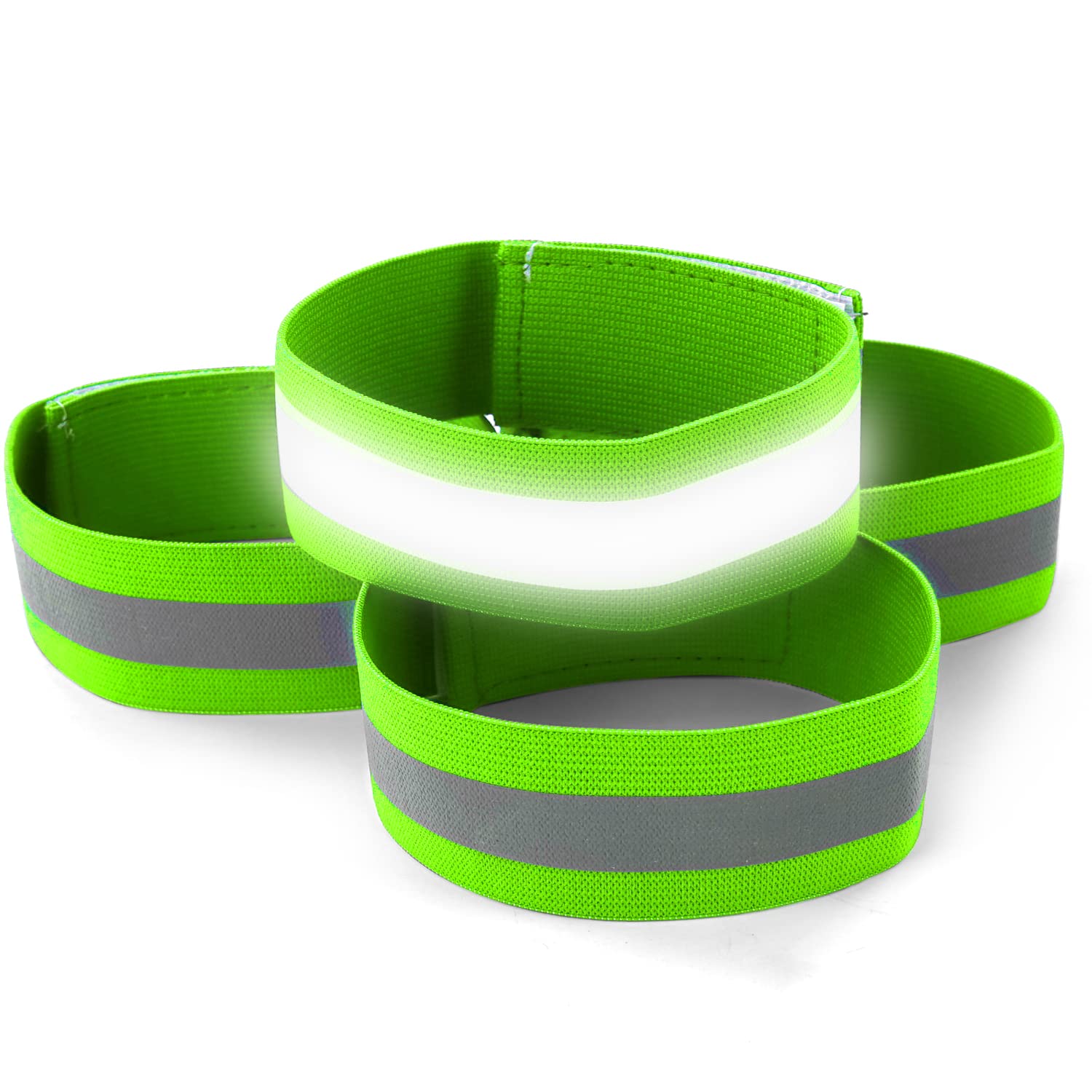 Ubervia Armbands - Reflective Arm band Adjustable Safety Arm band Straps for Running Jogging Cycling Hiking Walking Green-image-20