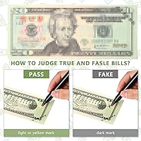 Vista 3 de Geiserailie 5 Pcs Counterfeit Money Detector Marker Pen Bill Detector Pen Fake Bill Checker UV Penlight Flashlight with Clip Detects Universal False
