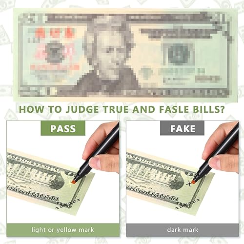 Miniatura 3 de Geiserailie 5 unidades de detector de dinero falsificado, rotulador, bolígrafo detector de facturas, comprobador de facturas falsas, linterna UV con