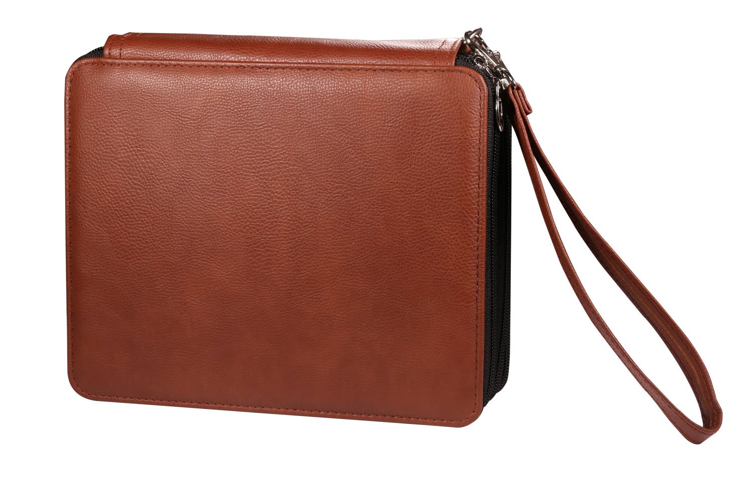 OMALOOPencil Case 120 Slots PU Leather Large Capacity Multi-Layer Colored Pencil Holder Pencil Wrap Pouch Pen Bag Stationary Make up Cosmetic Case with Handy Strap for Office School Travel (Brown)