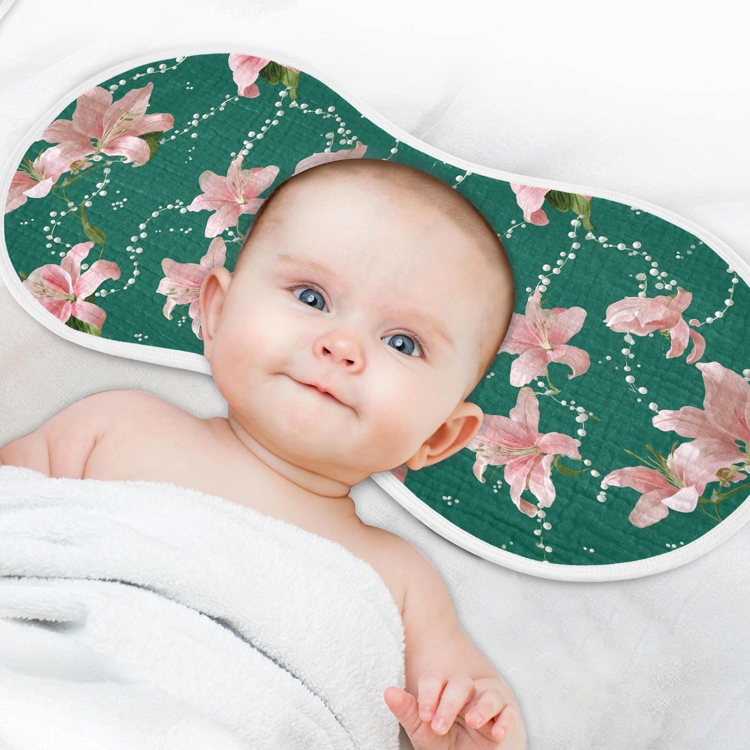 vvfelixl Vertical Lily Floral Burp Cloths for Baby Boy Girls Baby Washcloths Burp Rags 1 Pack