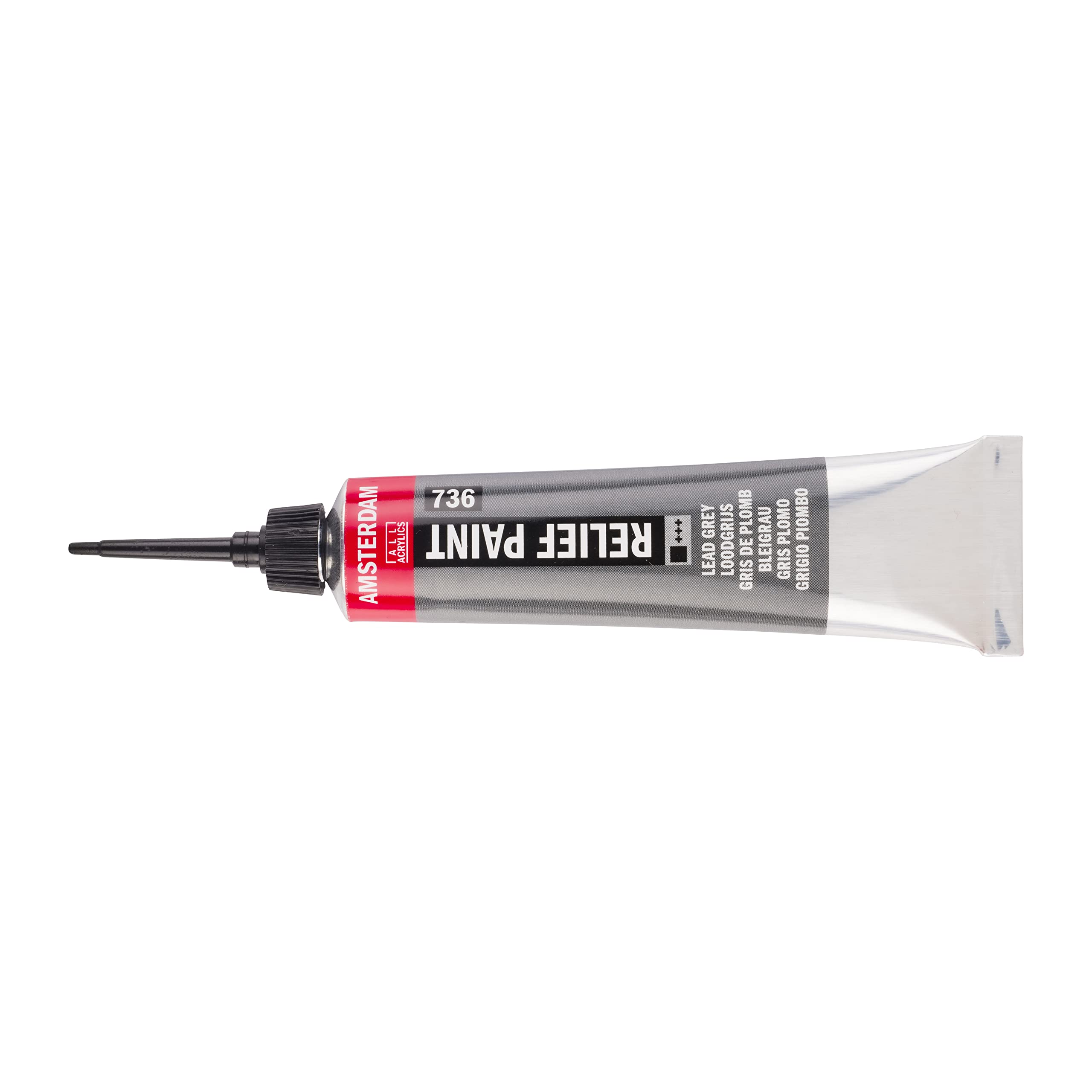 Amsterdam Lead Grey Relief Paint Tube - 20 Ml 736 - Opaque, Lightfast, Water-Based, 3D Effects