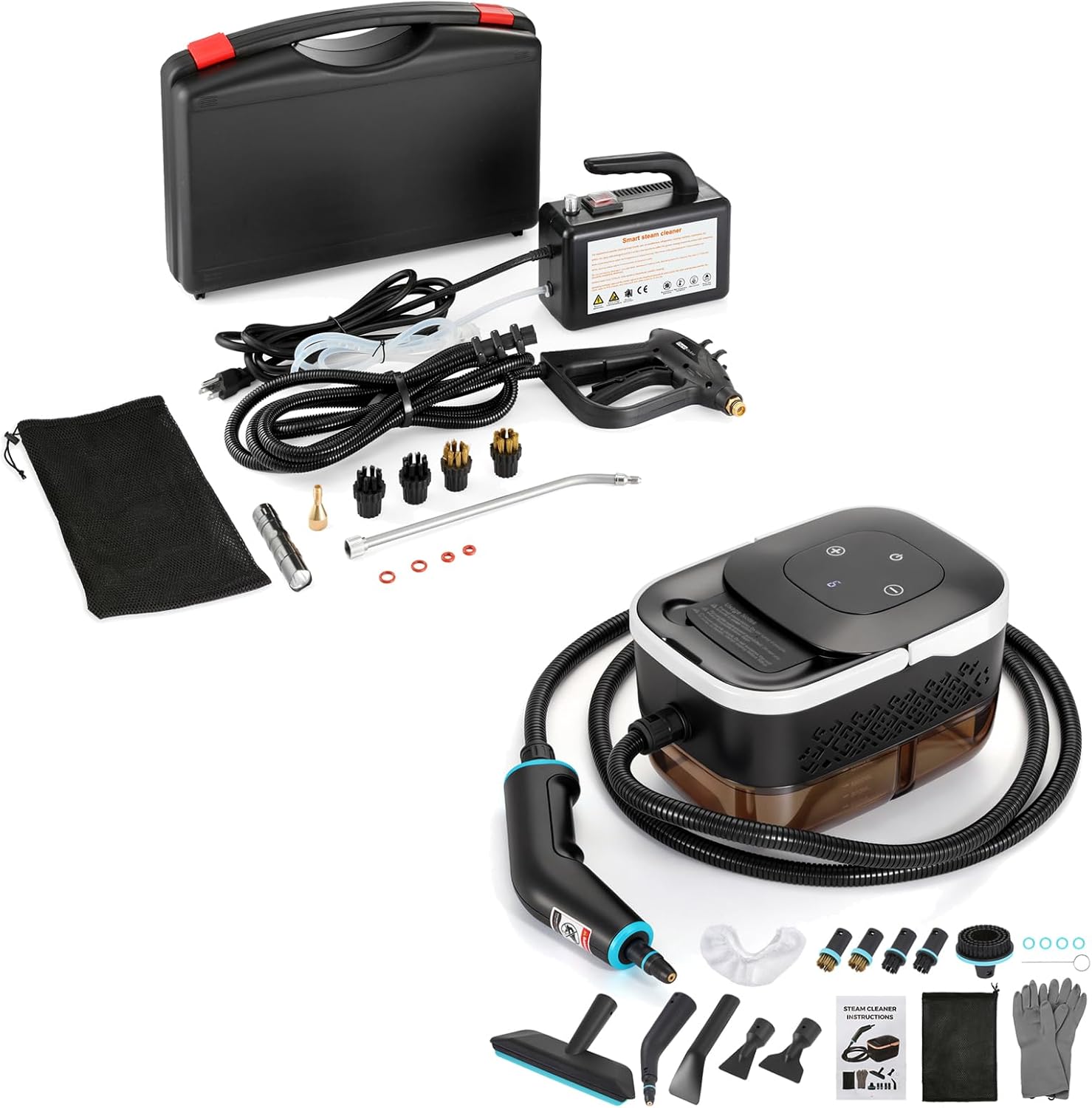 Dyna-Living 1700 Steam Cleaner & 1500W Engine Steam Cleaner with 42.2 oz Tank, Handheld Steamer for Cleaning, Portable Steamer for Car Detailing, Home, Floor, Carpets, Tile