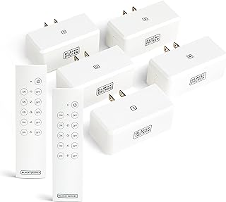 BLACK+DECKER Wireless Remote-Control Outlet, Pack of 5 Outlets, 2 Remotes - Premium Light Switches