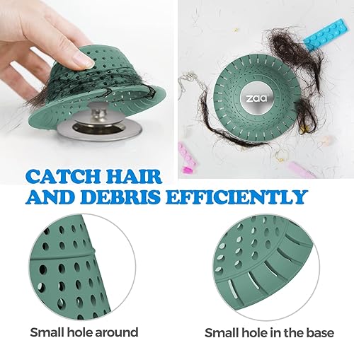 Miniatura 4 de zaa - Recogedor de pelo de drenaje de bañera, 1 paquete de protector de drenaje plegable de silicona para desagües emergentes y regulares de ducha,