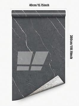 Chejiaye Marble Peel and Stick Wallpaper 2.4mm Thick, Waterproof Self-Adhesive Contact Paper for Kitchen Backsplash, Countertop, Bathroom Vanity, Cabinet(15.7x118 Inch,Black)