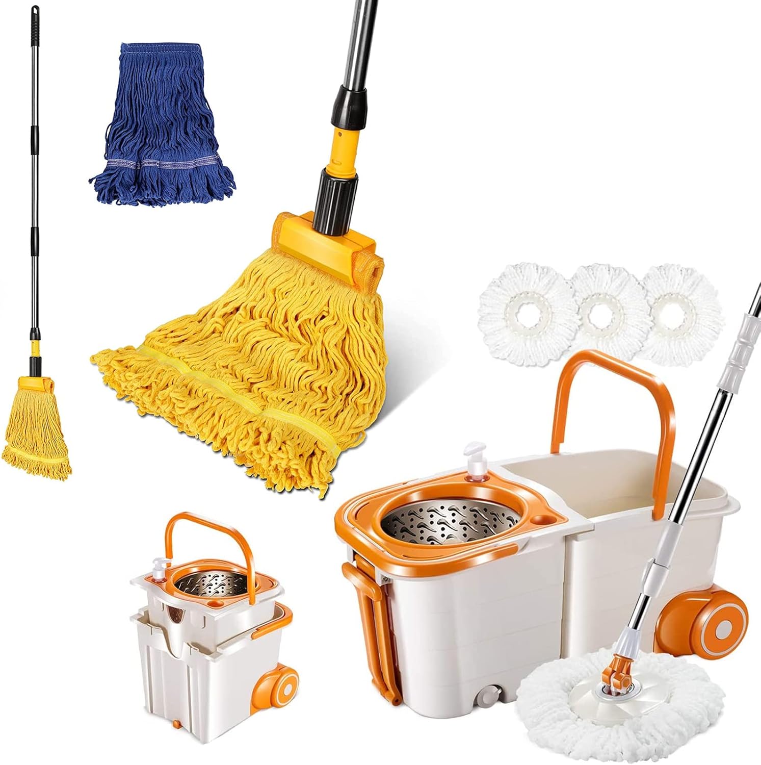 Masthome Mop and Bucket with Wringer Set & Commercial Loop