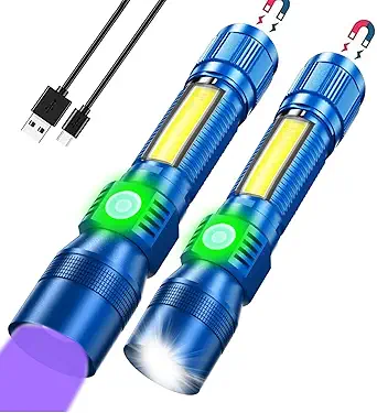 Black Light UV Flashlight Rechargeable, 3in1 Super Bright Tactical Flashlights LED UV Black Light &Redlight, 1500Lumen 7Modes, Zoomable, Waterproof Pocket Flashlight for Pet Stains Detection,Camping