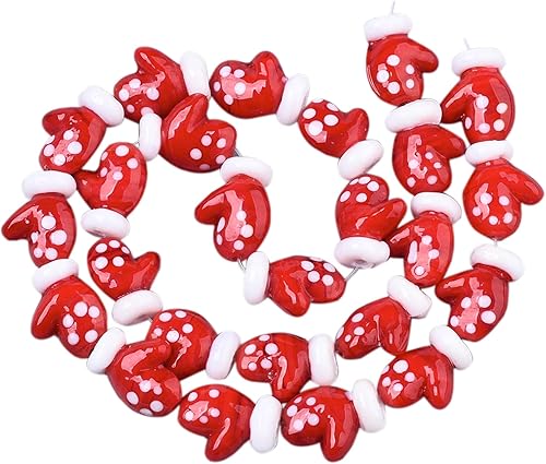 Miniatura 2 de 1 hebra25 cuentas de cristal de Navidad 3D hechas a mano para Navidad, joyería temática de Navidad, collares, aretes, llaveros, fabricación y