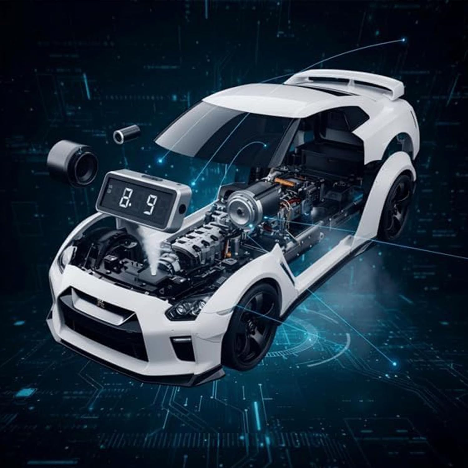 Hyper-car Alarm Clock, Car Alarm Clock, with Crystal Clear LED Display Screen, Modern Sports Car Nightstand Clocks, Interior Decor (A)