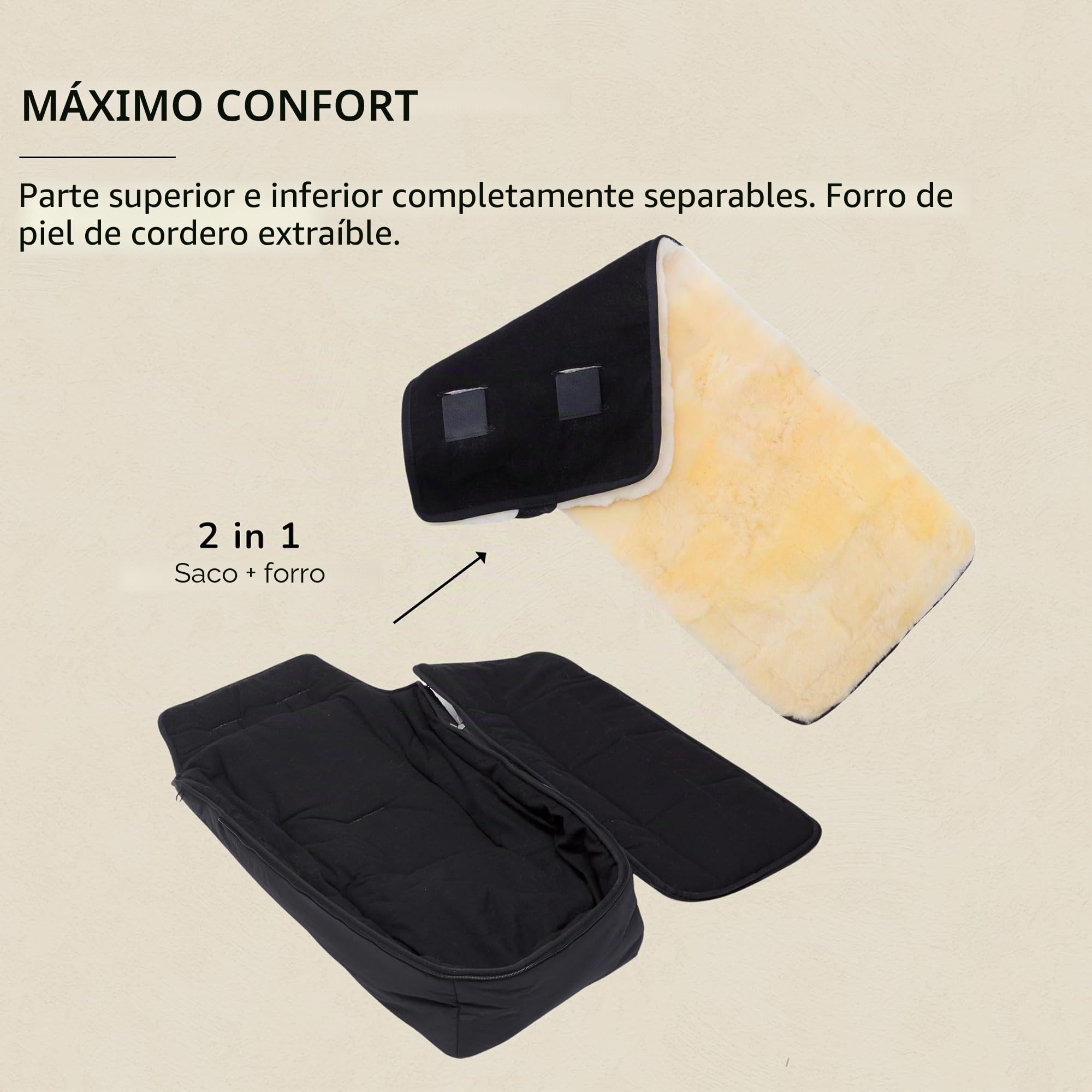 Saco para silla de paseo bebé CORTINA de WERNER CHRIST BABY – Saco de dormir universal carrito con manta extraíble para Buggy (2-en-1) - en negro