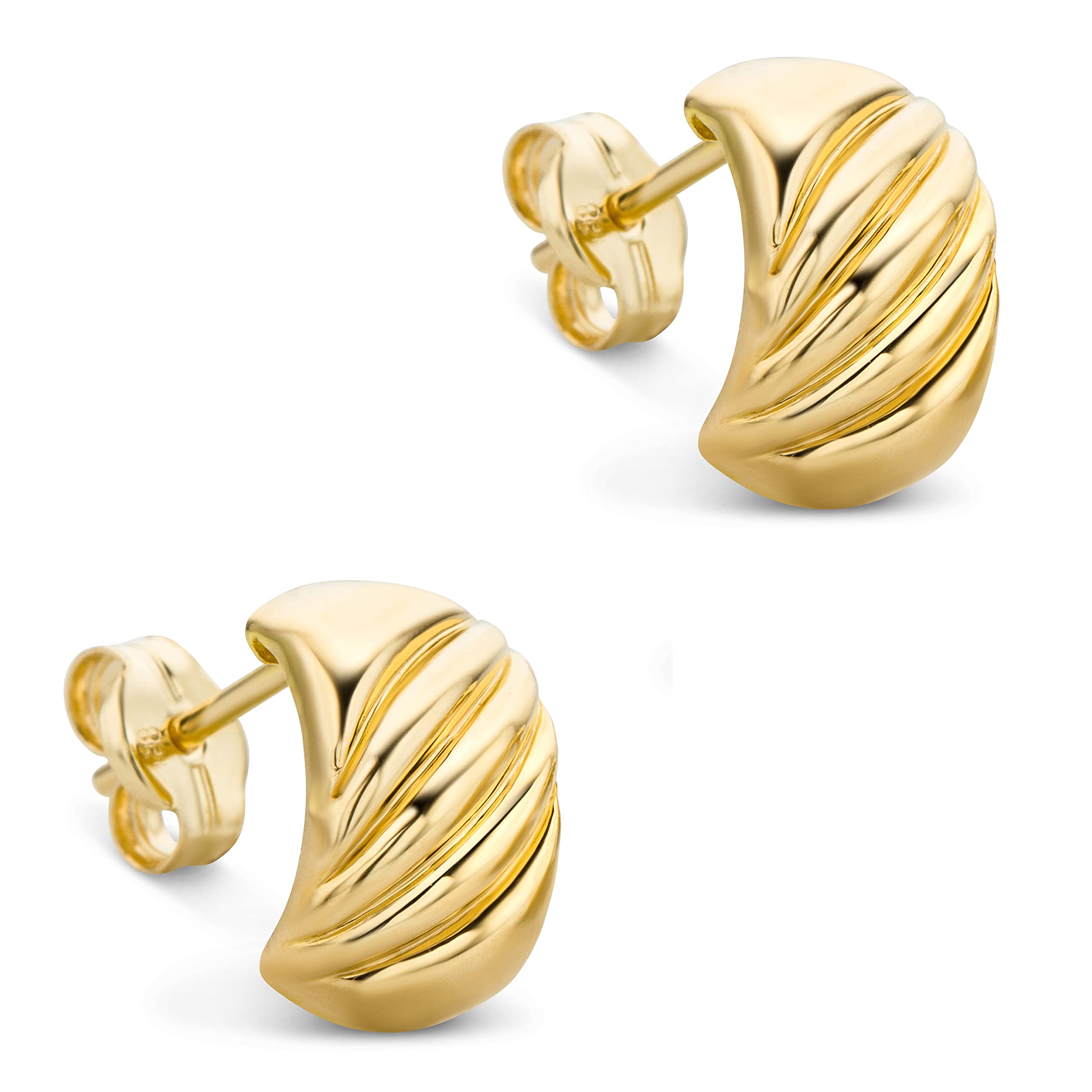 Orecchini Donna Orovi In Oro Giallo 14Kt Vero, Ipoallergenici Fatti A Mano Con Scatola Regalo