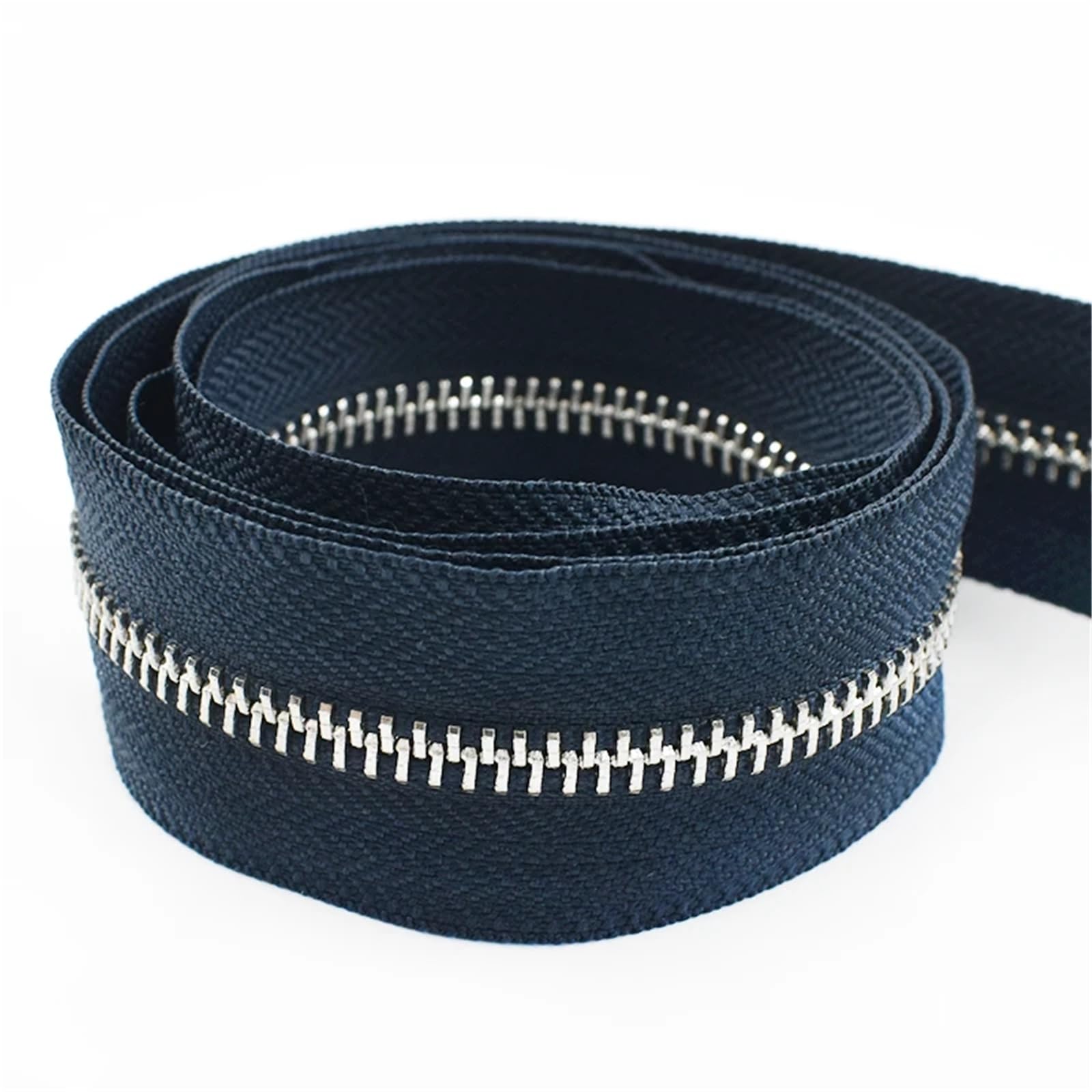 2 cremalleras de 1-5 yardas 5# for coser bolsa con cierre rollo bobina ropa abrigo cremallera Kit reparación accesorios DIY Para Abrigos y Chaquetas(DeepBlueSilver,5Yards)