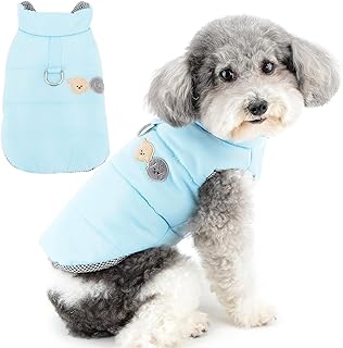 Zunea Winter Dog Jacket Coats for Small Dogs Girl Boy Soft Warm Puppy Vest Clothes with Leash Ring Thick Fleece Padded Pet Apparel Cold Weather Clothing for Chihuahua Doggie Blue S